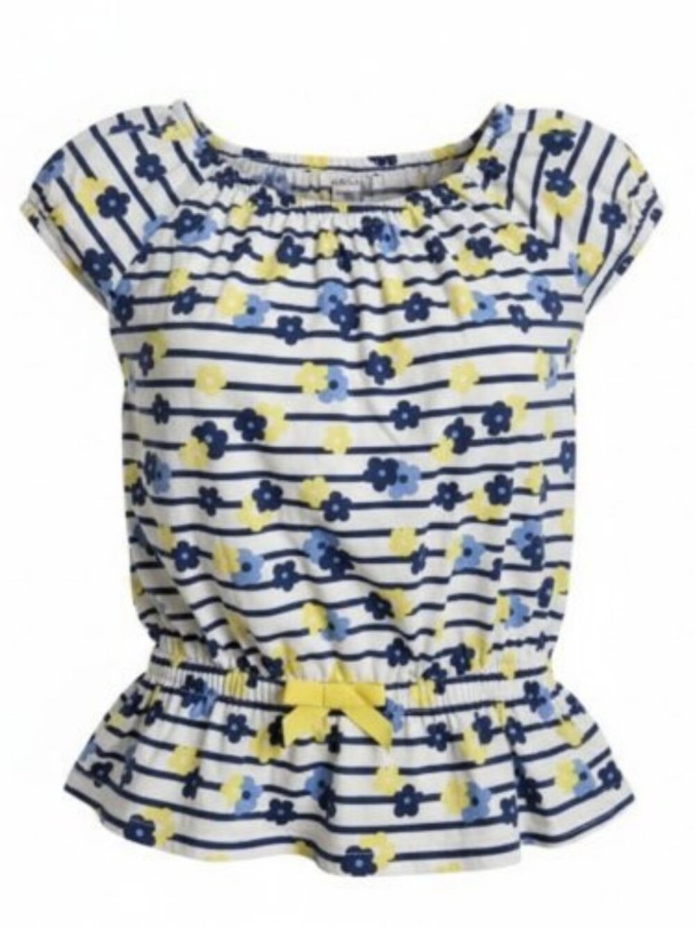 GYMBOREE Blue Daisy Print BOHO Short Sleeved Peplum Top Girls Size 8